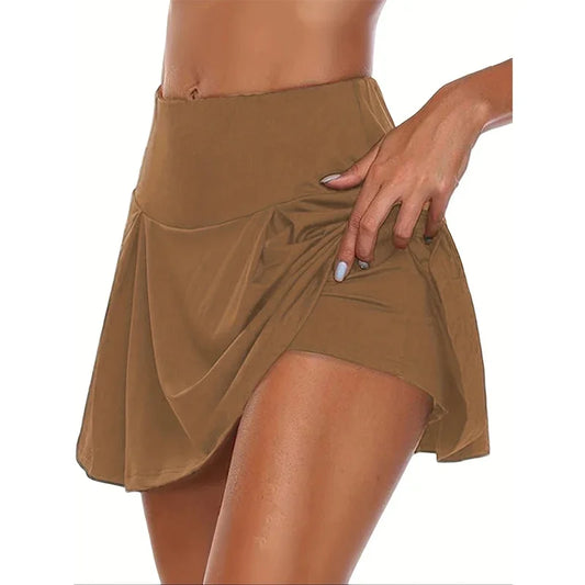 12 Colour Versatile High-Waist Skort - Breathable Stretch Fabric for All-Season Sports Fashion Non-Sheer Comfort Fit